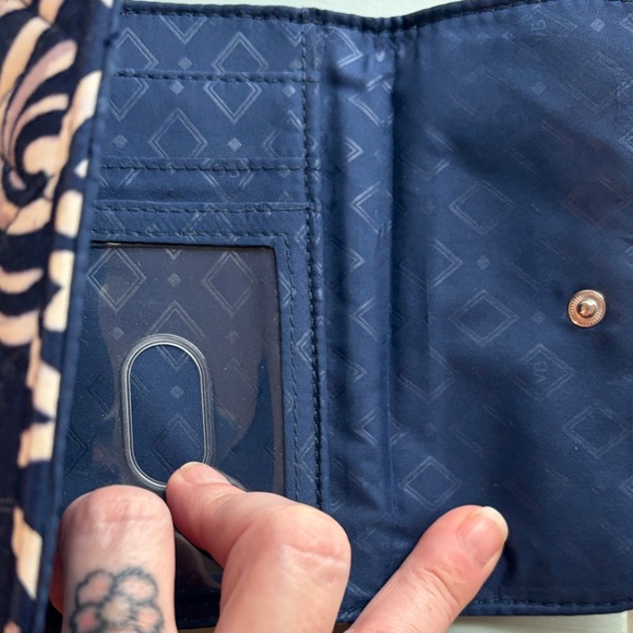 Vera Bradley Navy and white, lavender pattern. Quilted Wallet - Picture 6 of 8